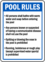 Connecticut Pool Rules Sign