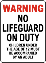 Iowa No Lifeguard on Duty Sign