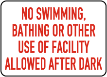Nevada No Swimming After Dark Sign