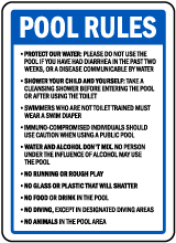 Oregon Pool Rules Diving Areas Sign