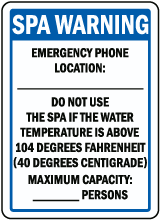 Texas Spa Rules and Warnings Sign
