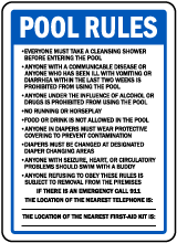 Washington Pool Rules Sign