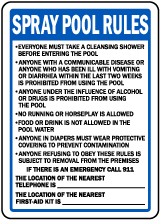 Washington Spray Pool Rules Phone Location Sign
