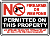 No Firearms or Weapons Permitted Sign