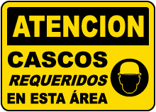 Spanish Caution Hard Hats Required In This Area Sign