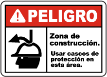 Spanish Danger Hard Hats Must Be Worn on Site Sign