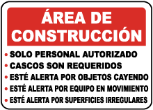 Spanish Construction Area Rules Sign