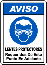 Spanish Notice Eye Protection Required Beyond This Sign