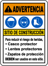 Spanish Warning Construction Site Risk of Injury Sign