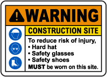 To Reduce Risk of Injury PPE Sign