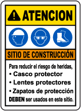 Spanish Caution Construction Site Risk of Injury Sign
