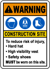 To Reduce Risk of Injury PPE Sign