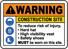 To Reduce Risk of Injury PPE Sign