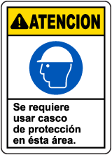 Spanish Caution Hard Hat Required In This Area Sign