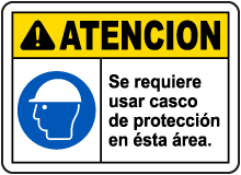 Spanish Caution Hard Hat Required In This Area Sign
