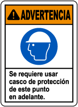 Spanish Warning Hard Hat Required Beyond This Sign