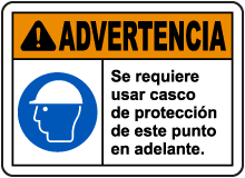 Spanish Warning Hard Hat Required Beyond This Sign
