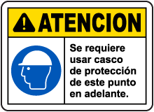 Spanish Caution Hard Hat Required Beyond This Sign
