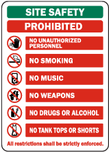 Site Safety Prohibited Sign