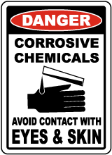 Corrosive Chemicals Avoid Contact Sign