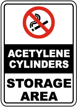 Acetylene Cylinders Storage Area Sign
