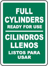 Bilingual Full Cylinders Ready For Use Sign