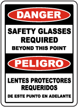 Bilingual Safety Glasses Required Beyond This Sign
