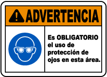 Spanish Warning Eye Protection Required Sign