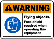 Flying Objects Face Shield Required Sign