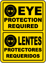 Bilingual Eye Protection Required Label