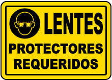 Spanish Eye Protection Required Label