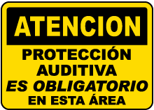 Spanish Caution Hearing Protection In This Area Sign