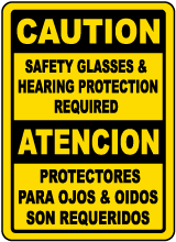 Bilingual Safety Glasses & Hearing Protection Sign