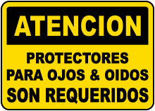 Spanish Safety Glasses & Hearing Protection Sign