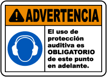Spanish Hearing Protection Required Beyond This Sign