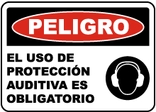 Spanish Danger Hearing Protection Required Sign