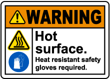 Hot Surface Safety Gloves Required Sign