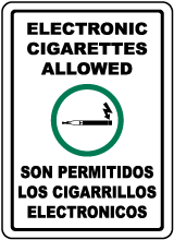 Bilingual Electronic Cigarettes Allowed Sign
