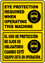 Bilingual Eye Protection Required When Operating Label