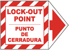 Bilingual Lock Out Point Arrow Label