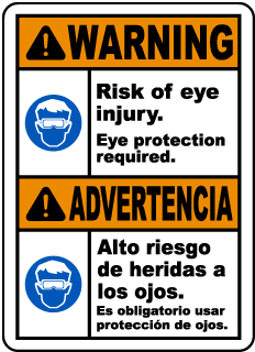 Bilingual Eye Protection Required Label