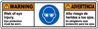 Bilingual Eye Protection Must Be Worn Label