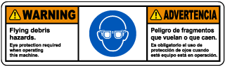 Bilingual Eye Protection Required When Operating Label