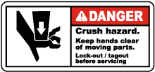 Crush Hazard Lock-Out Tagout Label
