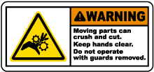 Moving Parts Can Crush & Cut Label
