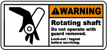 Rotating Shaft Lock-Out Tagout Label