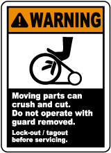 Moving Parts Can Crush & Cut Label