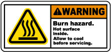 Burn Hazard Hot Surface Label