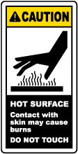 Caution Hot Surface Do Not Touch Label