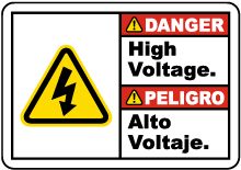 Bilingual Danger High Voltage Label
